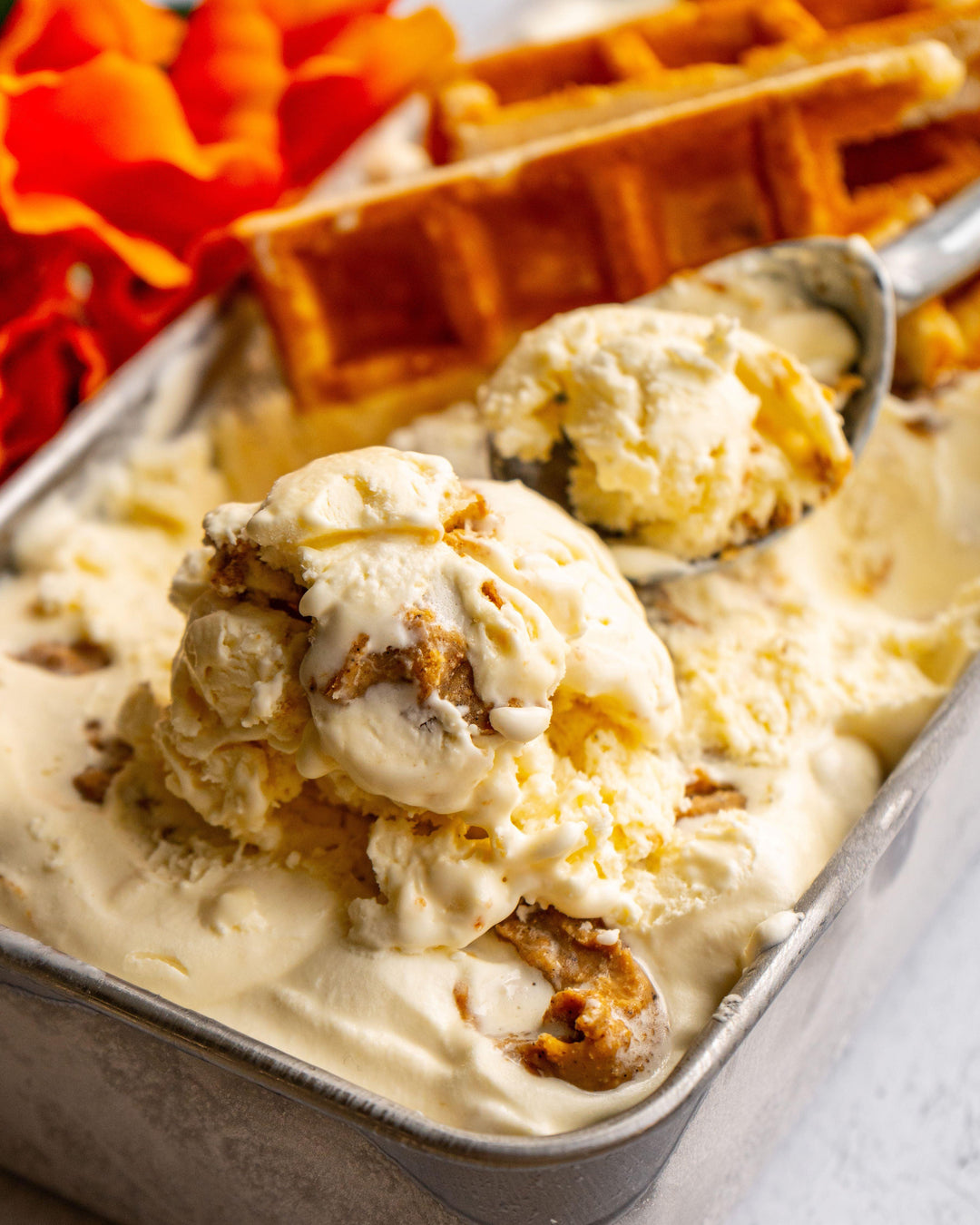 Nut Butter-Waffle No-Churn Ice Cream - Mixed Up Foods