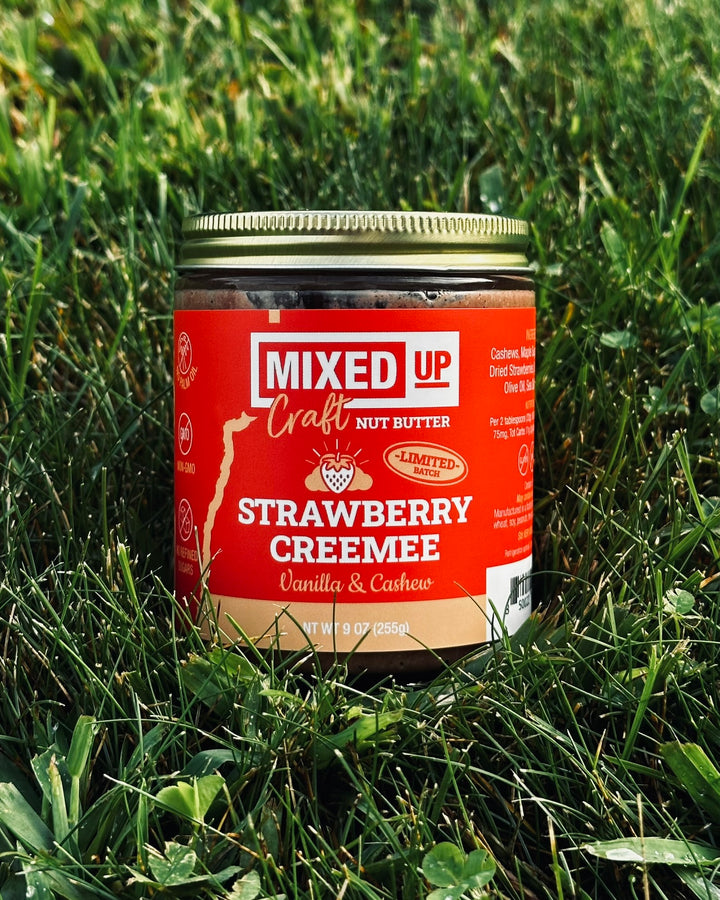 (LIMITED) "Strawberry Creemee" - Vanilla Cashew Butter - 9 oz Glass Jar