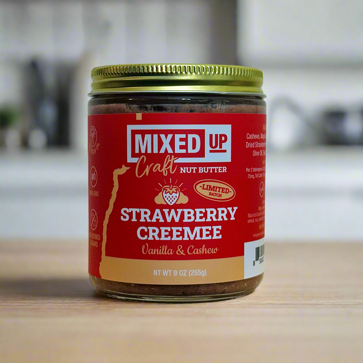 (LIMITED) "Strawberry Creemee" - Vanilla Cashew Butter - 9 oz Glass Jar