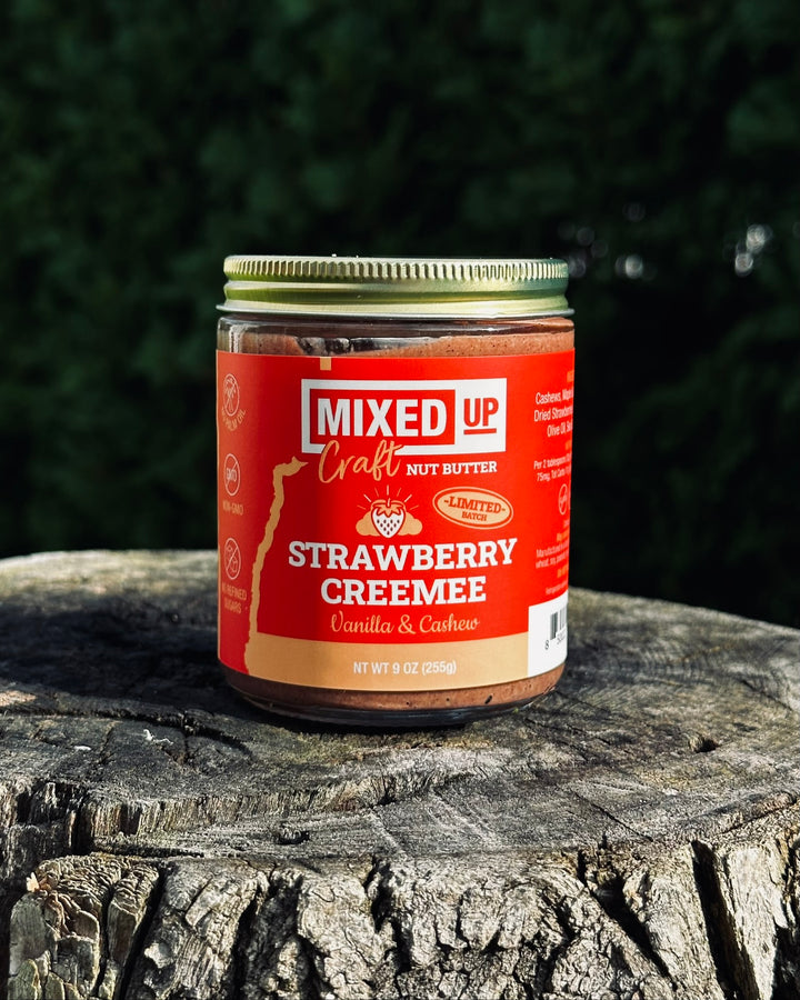 (LIMITED) "Strawberry Creemee" - Vanilla Cashew Butter - 9 oz Glass Jar