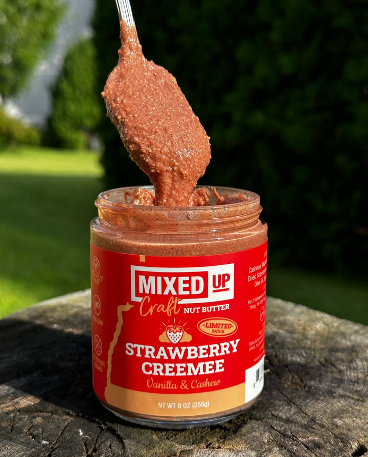 (LIMITED) "Strawberry Creemee" - Vanilla Cashew Butter - 9 oz Glass Jar