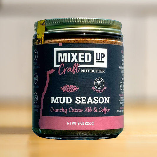 "Mud Season" - Crunchy Cacao Nib & Coffee Nut Butter - 9 oz Glass Jar