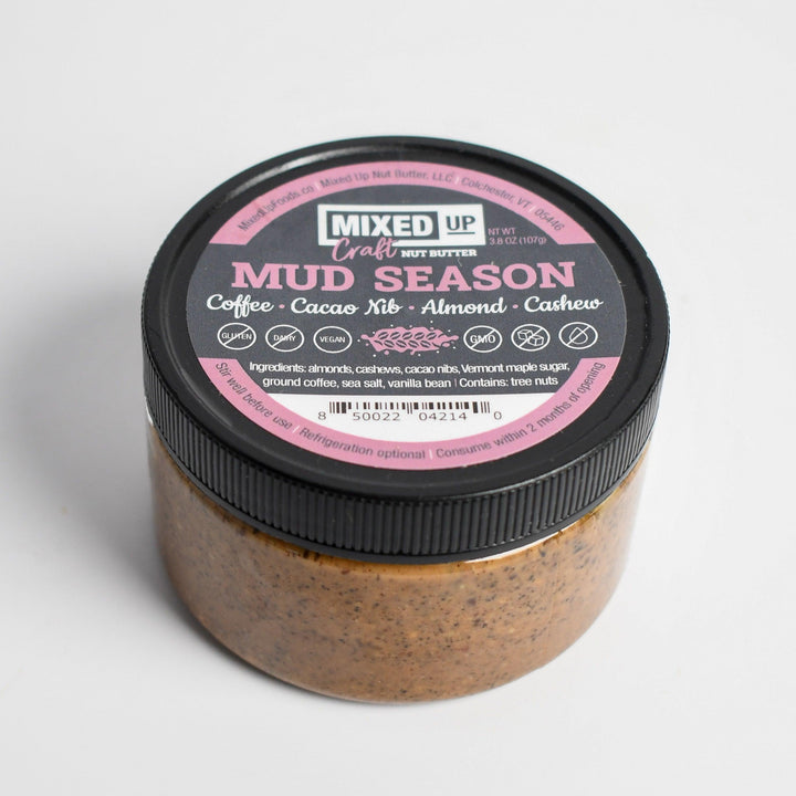 Crunchy Cacao Nib & Coffee Nut Butter with Maple Sugar & Vanilla Bean - "Mud Season" - 3.8 oz - Mixed Up Foods