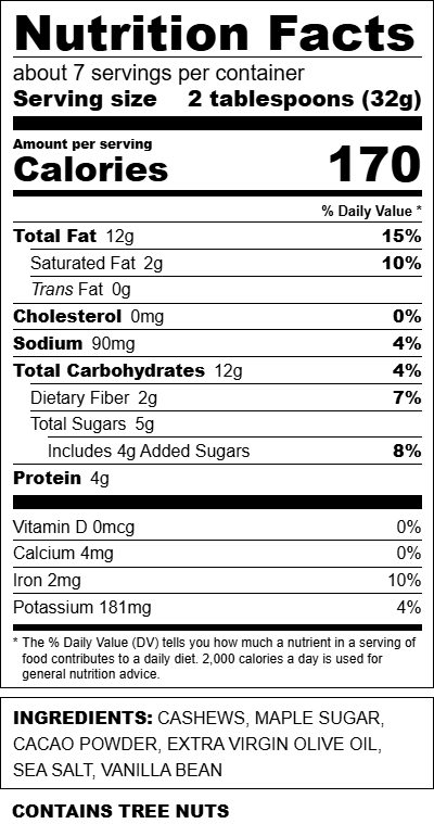 Cacao Cashew Spread - Glass Jar